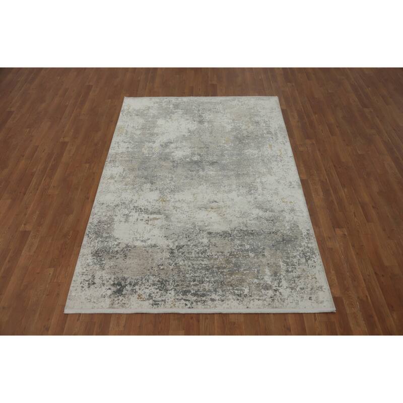 Machine Made Oriental Polyester Carpet Modern Abstract Greys & Charcoal Abstract Area Rug - 7' 5'' X 5' 2''