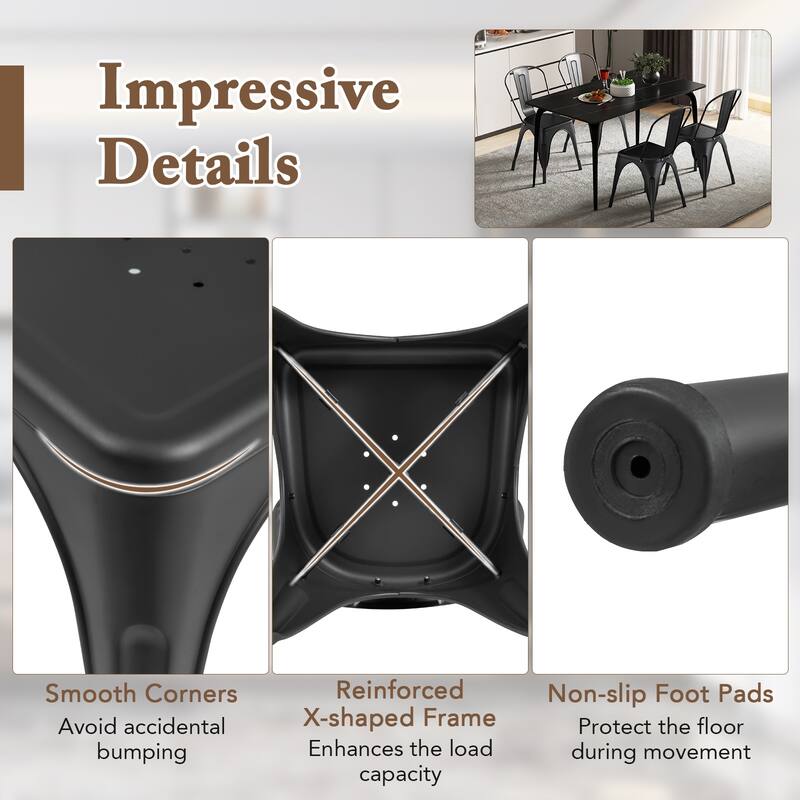 Gymax Metal Dining Chairs Set of 4 w/ Removable Backrest for Dining