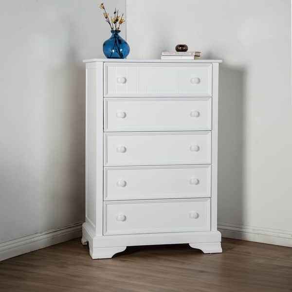slide 2 of 7, Furniture of America Gertie Modern White Rubberwood 5-Drawer Chest White