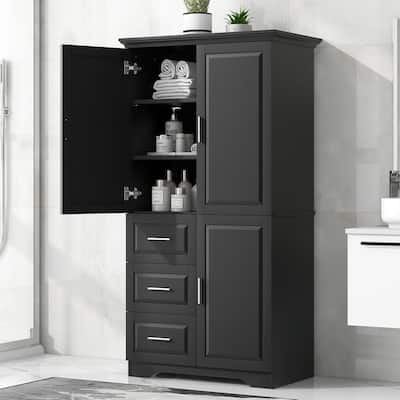 Tall and Wide Storage Cabinet with Doors and Three Drawers