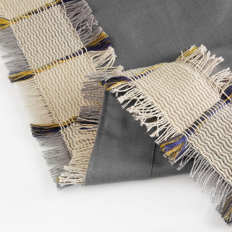 Exclusive Fabrics Bordered Textured Cotton Curtains For Bedroom & Living Room Curtains - Single Panel Drapes