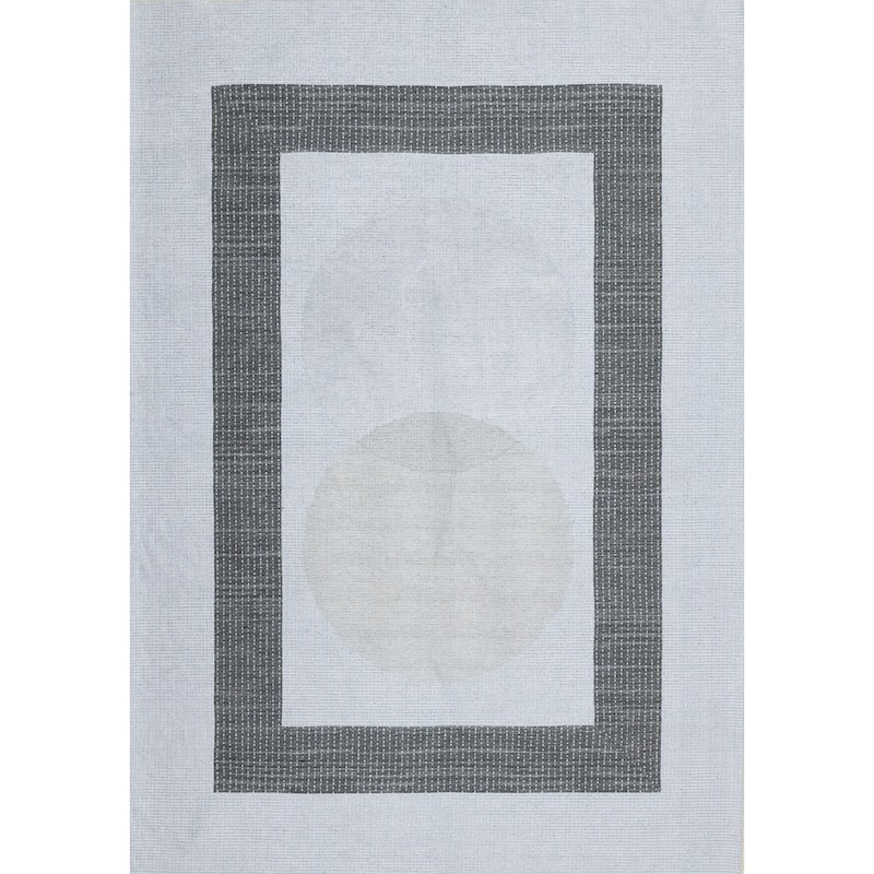 White Grey Passing Moons Printed Area Rug