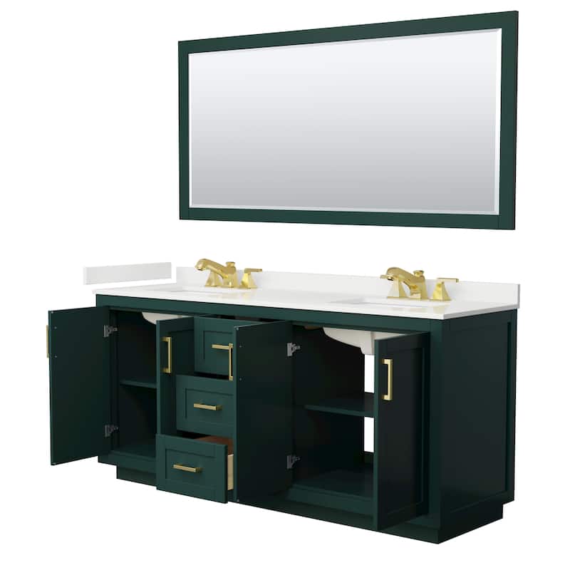 Miranda 72-inch Double Vanity, Quartz Top, 70-inch Mirror
