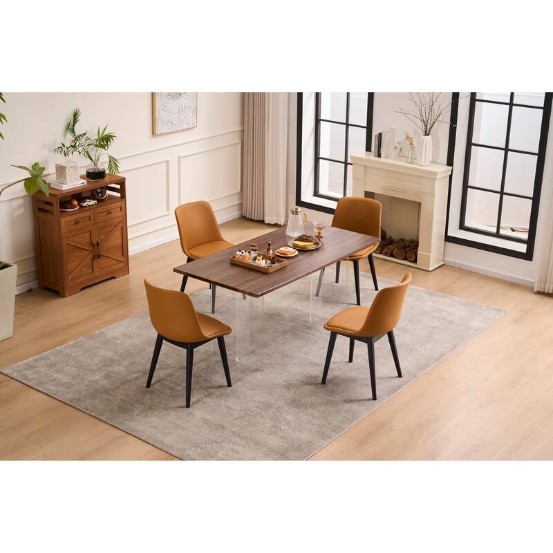Dining Chair, Set of 4 Modern Kitchen Dining Room Chairs, Plastic Upholstered Dining Accent Chairs with Plastic Leg