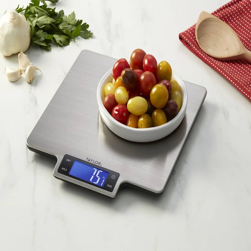 Taylor 22 lb Ultra-Precise Digital Stainless Steel Kitchen Scale, Silver