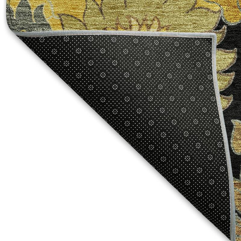 Machine Washable Indoor/ Outdoor Modern Floral Chantille Rug