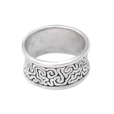Novica Handmade In A Labyrinth Men'S Sterling Silver Band Ring