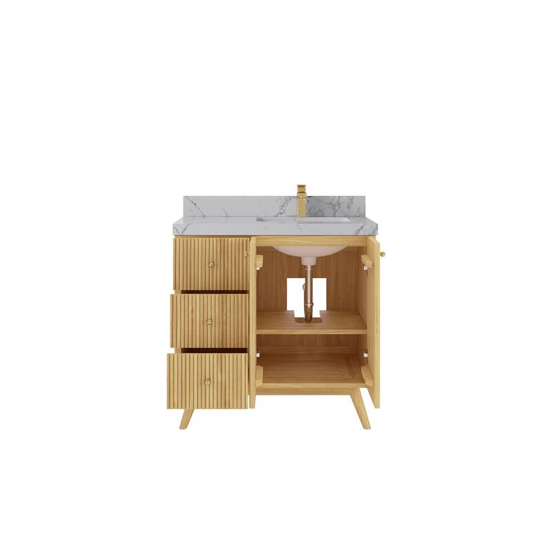 Willow Collections 36 in. W x 22 in. D Pasadena Solid Te Right Offset Sink Bathroom Vanity with Countertop