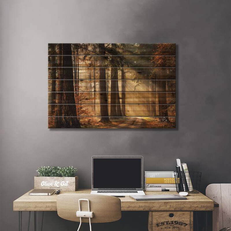 Fresh Autumn Light Print On Wood by Martin Podt - Multi-Color