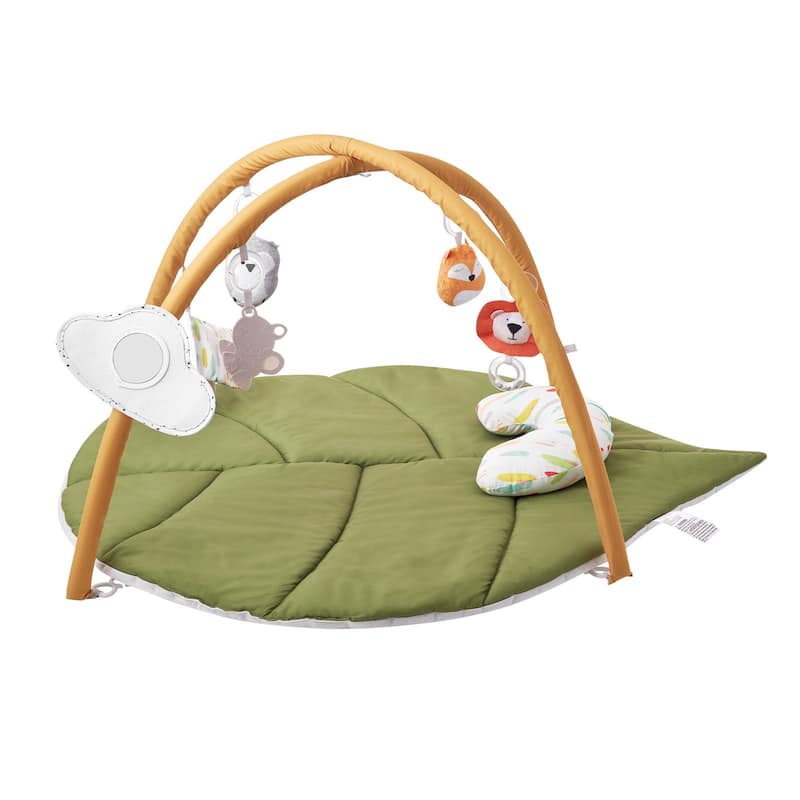 Large Baby Activity Play Mat with Tummy Time Pillow and 6 Hanging Toys for Newborn Infants