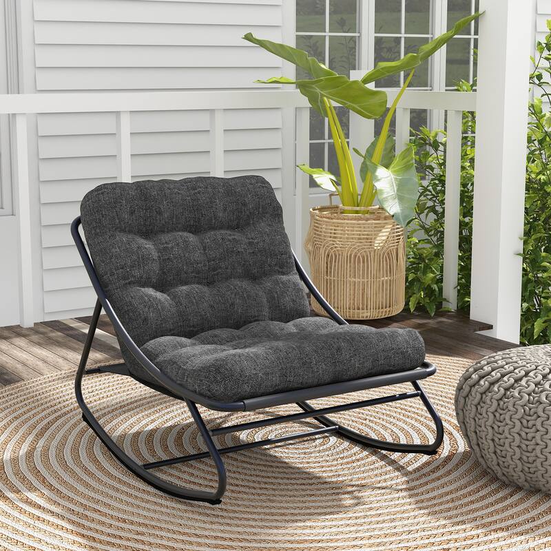 Rocking Chair with Thick Cushion, Indoor and Outdoor
