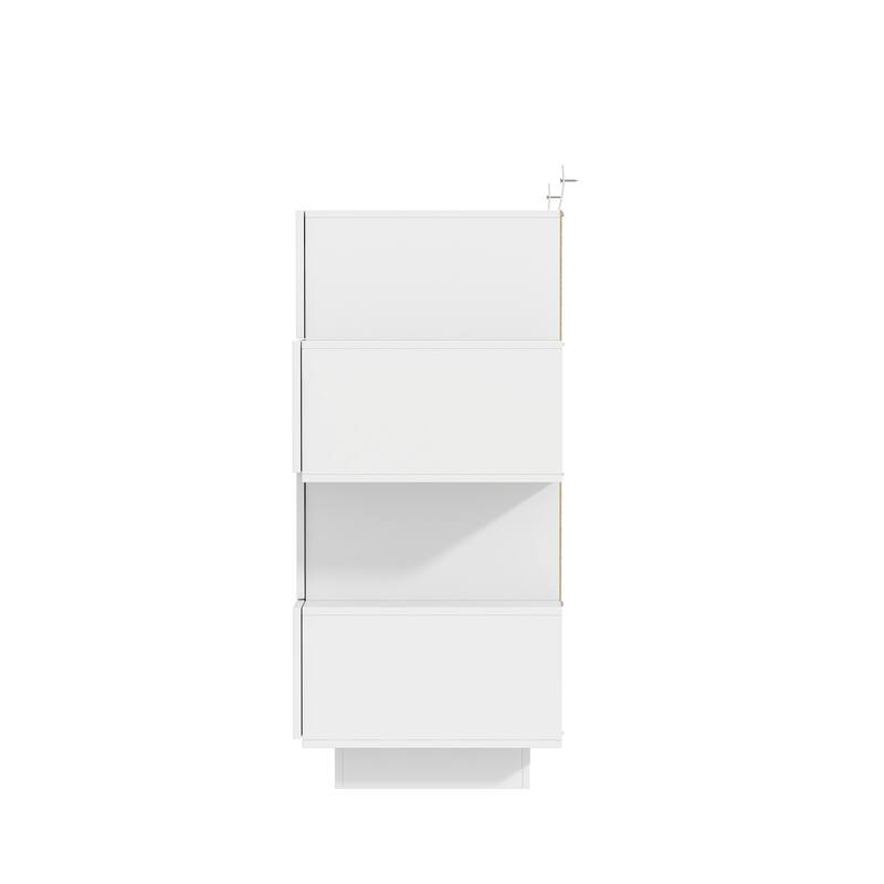 Sleek High Gloss White Eight-Drawer Dresser, Storage Unit Chest