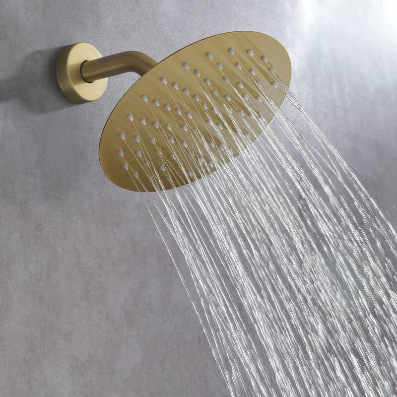Wall Mounted Shower Faucet With Rough-in Valve Modern Complete Shower System Rainfall 7.87 Inch Round Shower Head Tirm Kit Set