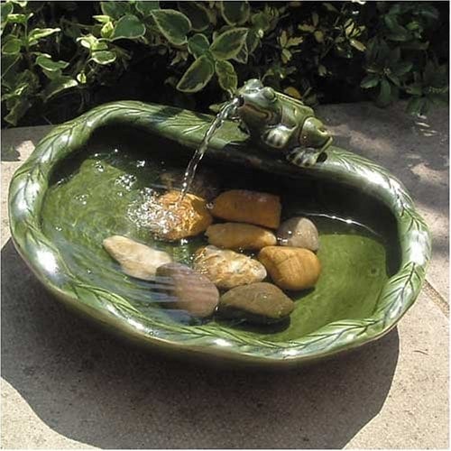 SmartSolar Ceramic Frog Solar Bird Bath Fountain