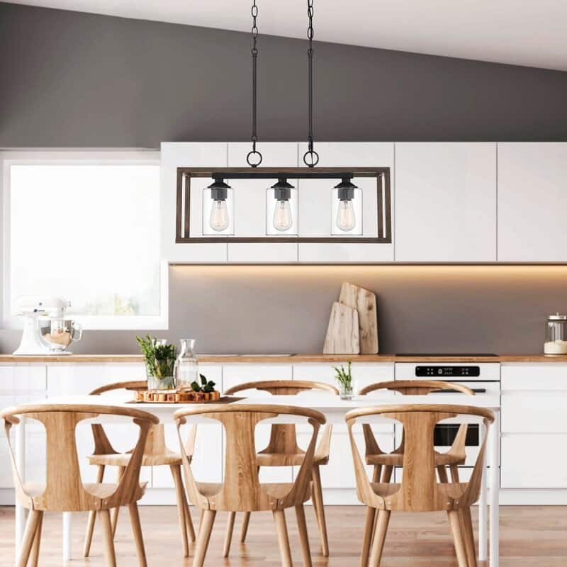 Moulins 3-ight Linear Modern Farmhouse Rectangle Chandelier with UL Certified - 25in