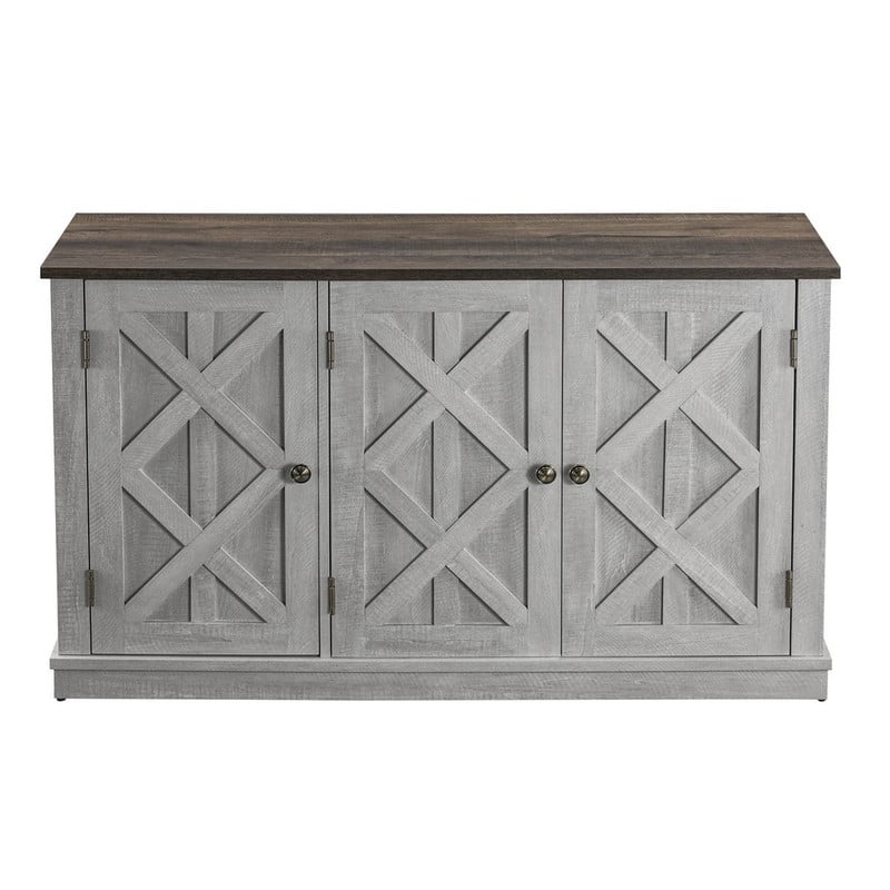 48" Wood Finish Buffet Cabinet with 3 Doors - Rustic Style