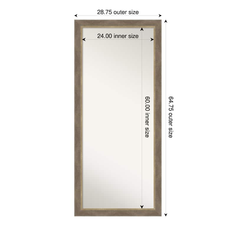 Driftwood Non-Beveled Framed Full-Length Floor Leaner Mirror - Driftwood Tan - 29 x 65 in