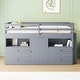 preview thumbnail 23 of 30, Double loft bed with 4 drawers under cabinets and shelves, white Grey