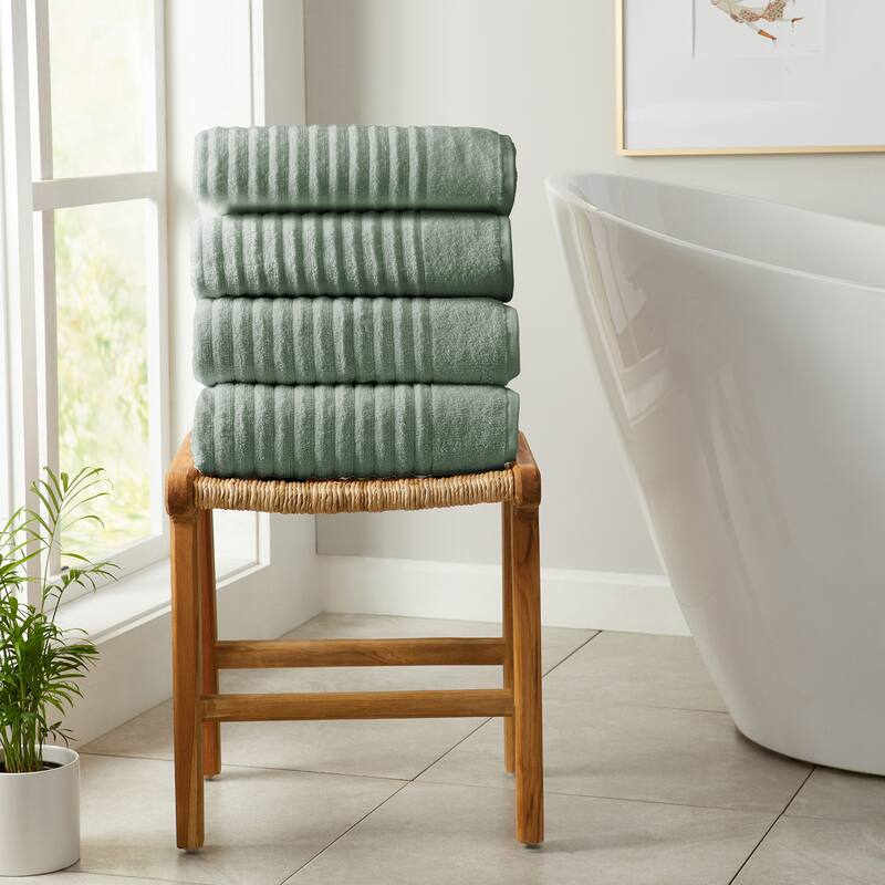 Linery & Co. Combed Cotton Bath Towel Set - Bath Towel (Pack of 4) - Eucalyptus