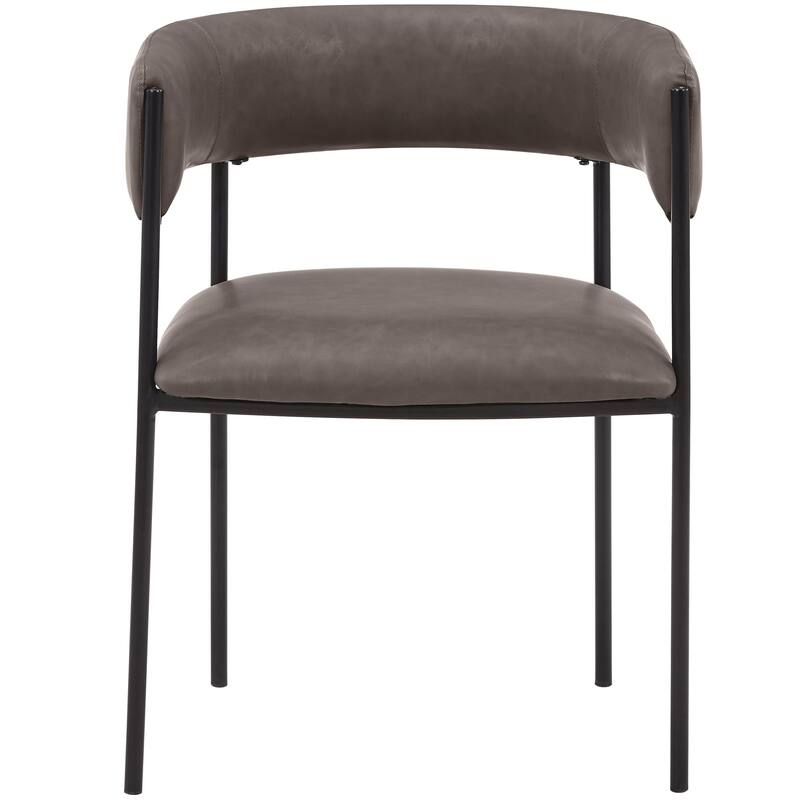Leather Dining Chair with Open-Back Design and Powder Coated Iron Legs