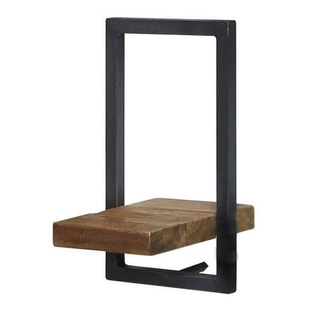 Wide 8" Wide Metal Frame Wall Shelf, Natural