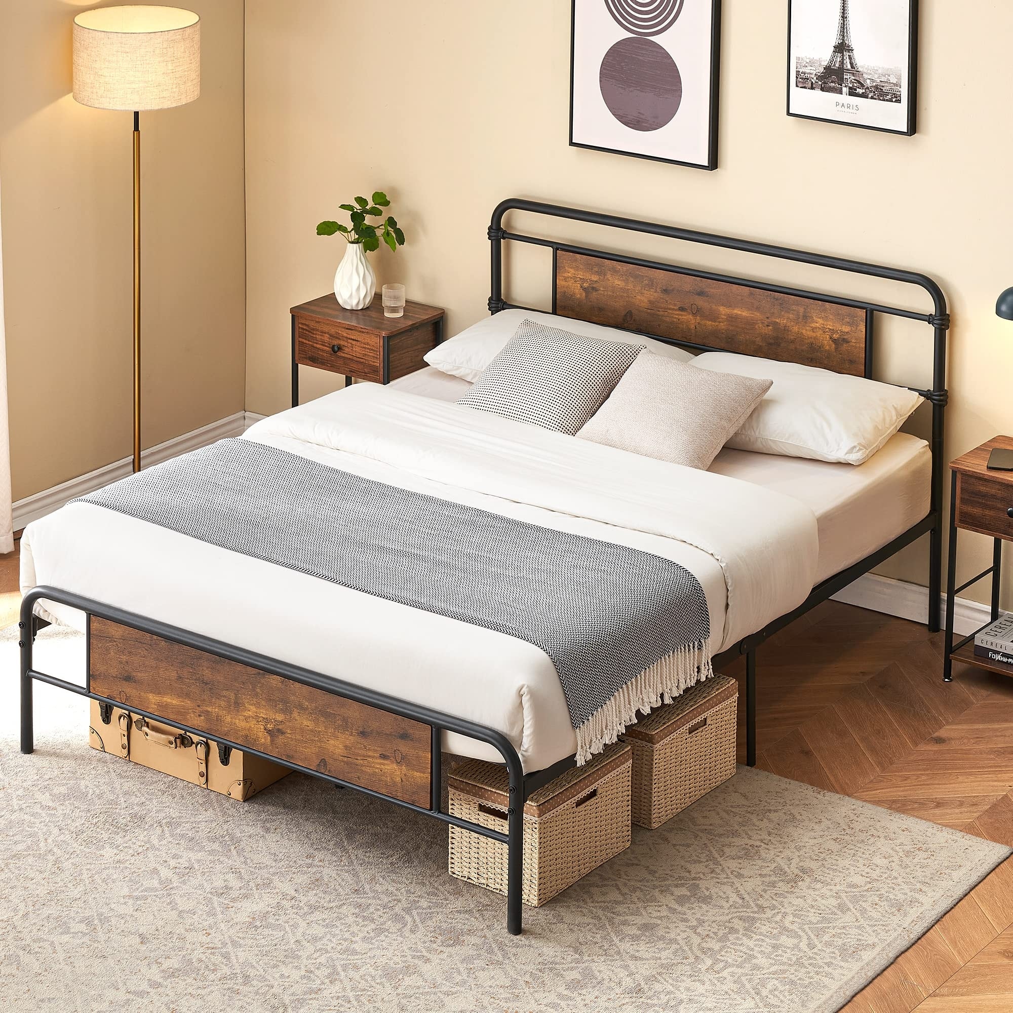 Farmhouse metal shop platform bed