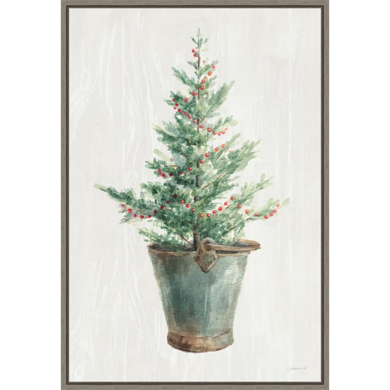 White and Bright Christmas Tree I by Danhui Nai Framed Canvas Wall Art