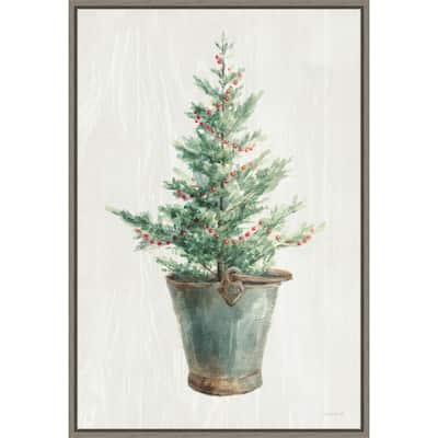 White and Bright Christmas Tree I by Danhui Nai Framed Canvas Wall Art