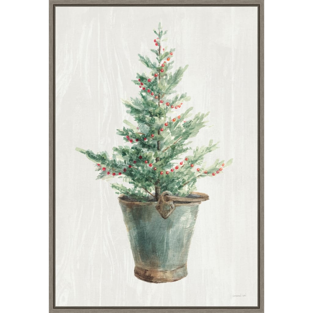 White and Bright Christmas Tree I by Danhui Nai Framed Canvas Wall Art