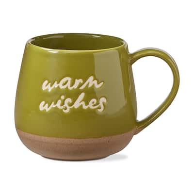 Warm Wishes Dark Green Ceramic Mug - 12oz Dishwasher Safe Drinkware for Spring - 3.62" H x 4" Dia