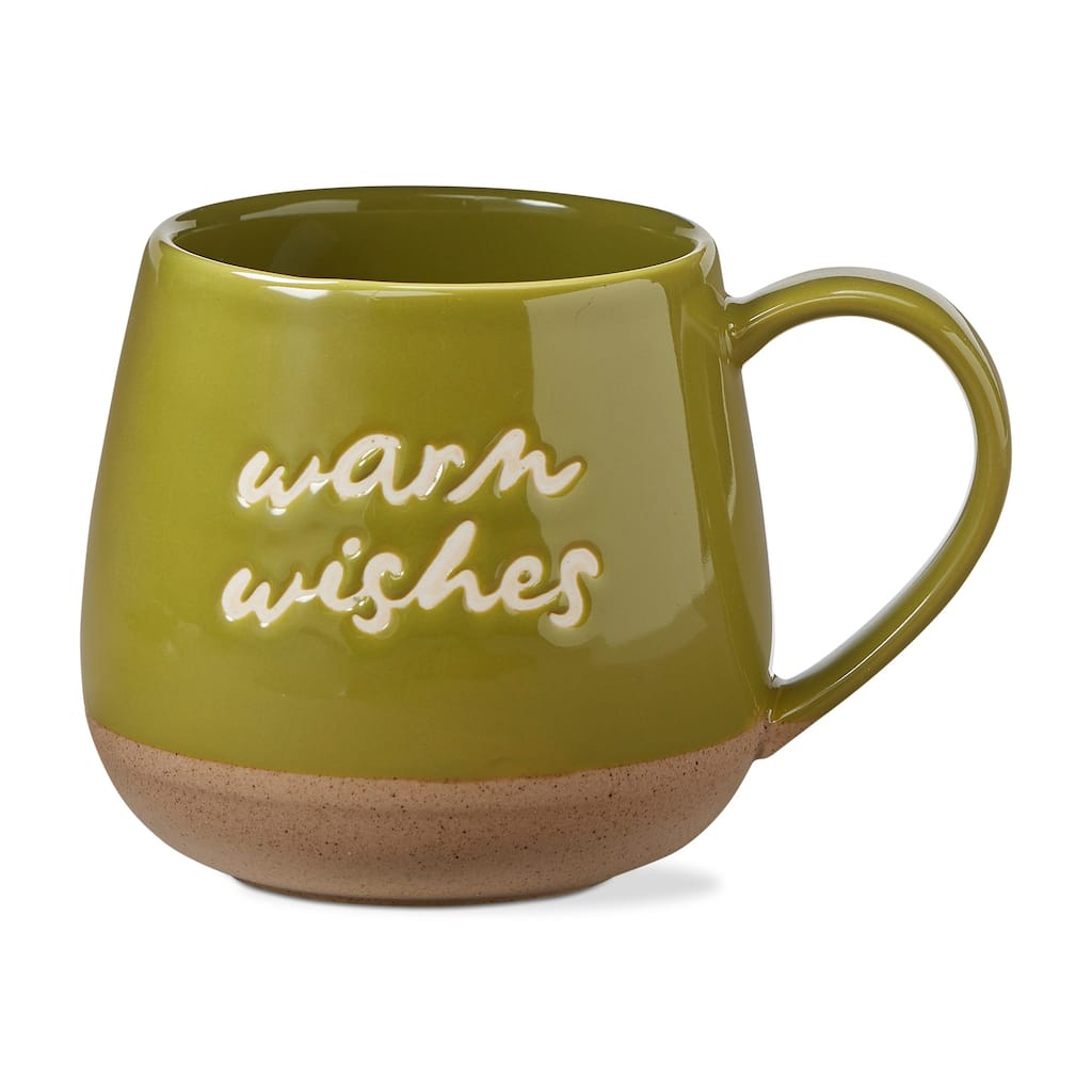 Warm Wishes Dark Green Ceramic Mug - 12oz Dishwasher Safe Drinkware for Spring - 3.62" H x 4" Dia