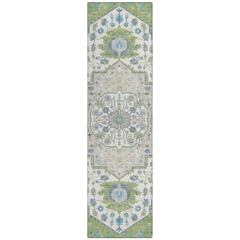 Machine Washable Indoor/ Outdoor Traditional Medallion Chantille Rug