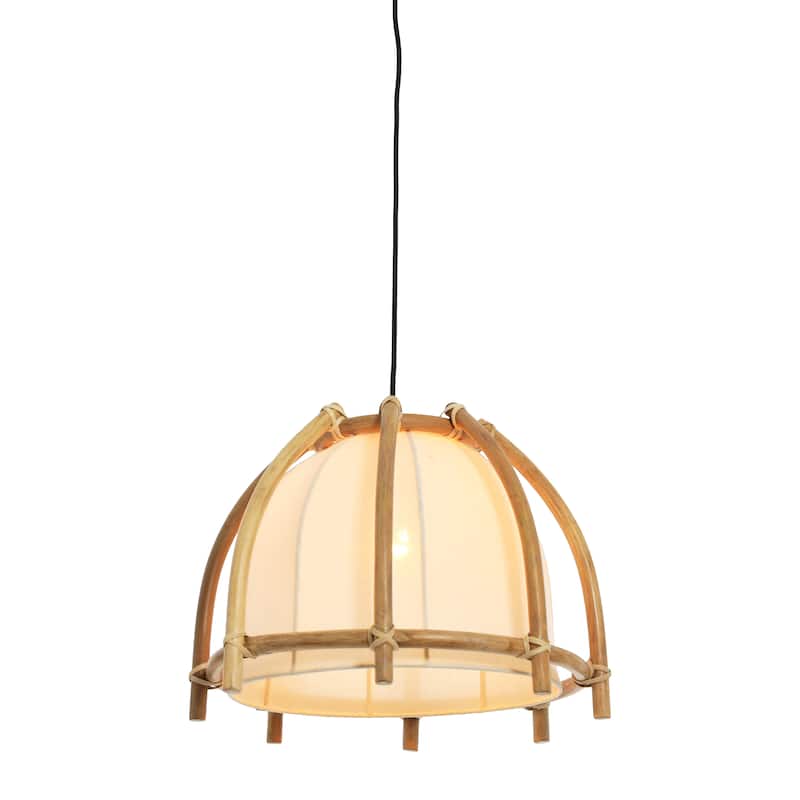 Rattan and Cotton Pendant Lamp