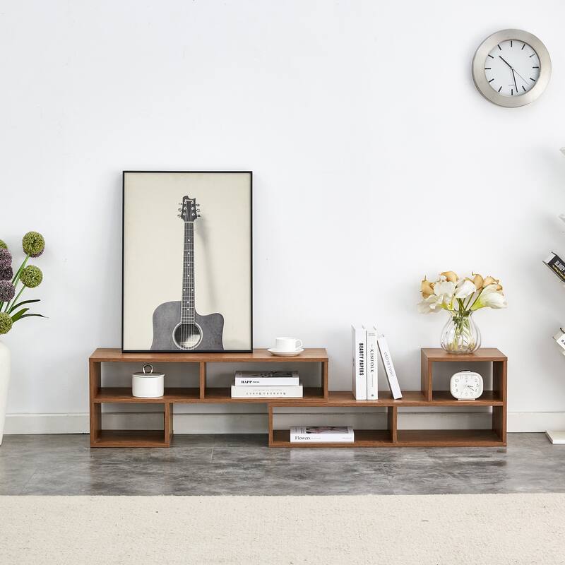 2-Piece Cube TV Stand, 2-Tier L-Shaped TV Stand Free Combination Media Stand with 6 Open Storage Compartments, for Living Room