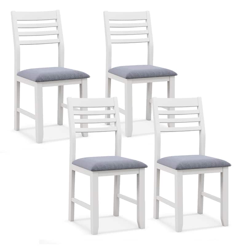 Gymax Wooden Dining Chair Set of 4 Kitchen Side Chairs w/ Rubber Wood - White - Set of 2