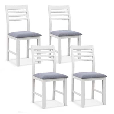 Gymax Wooden Dining Chair Set of 4 Kitchen Side Chairs w/ Rubber Wood