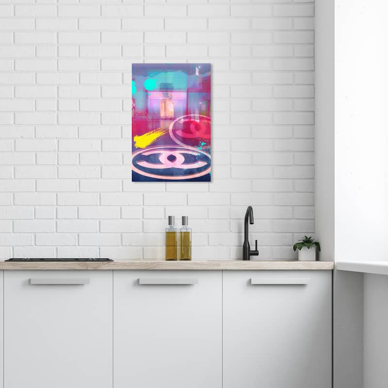 Wynwood Studio Canvas Fashion and Glam My Ginza Office Pink and Cyan Glam Wall Art Canvas Print - 24 x 16