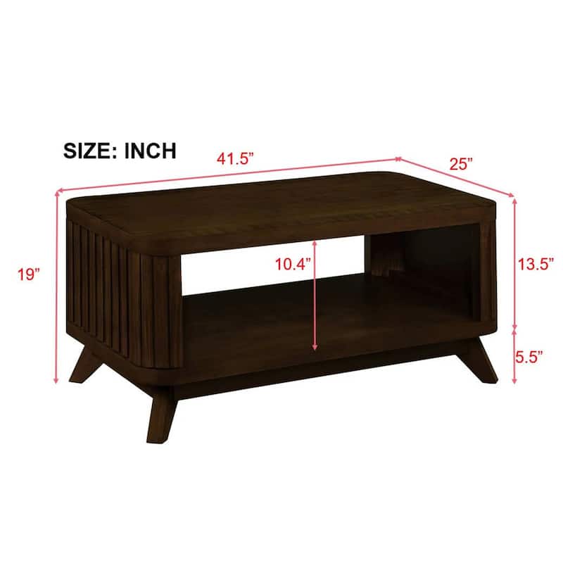 Wooden Coffee with Open Storage Shelves