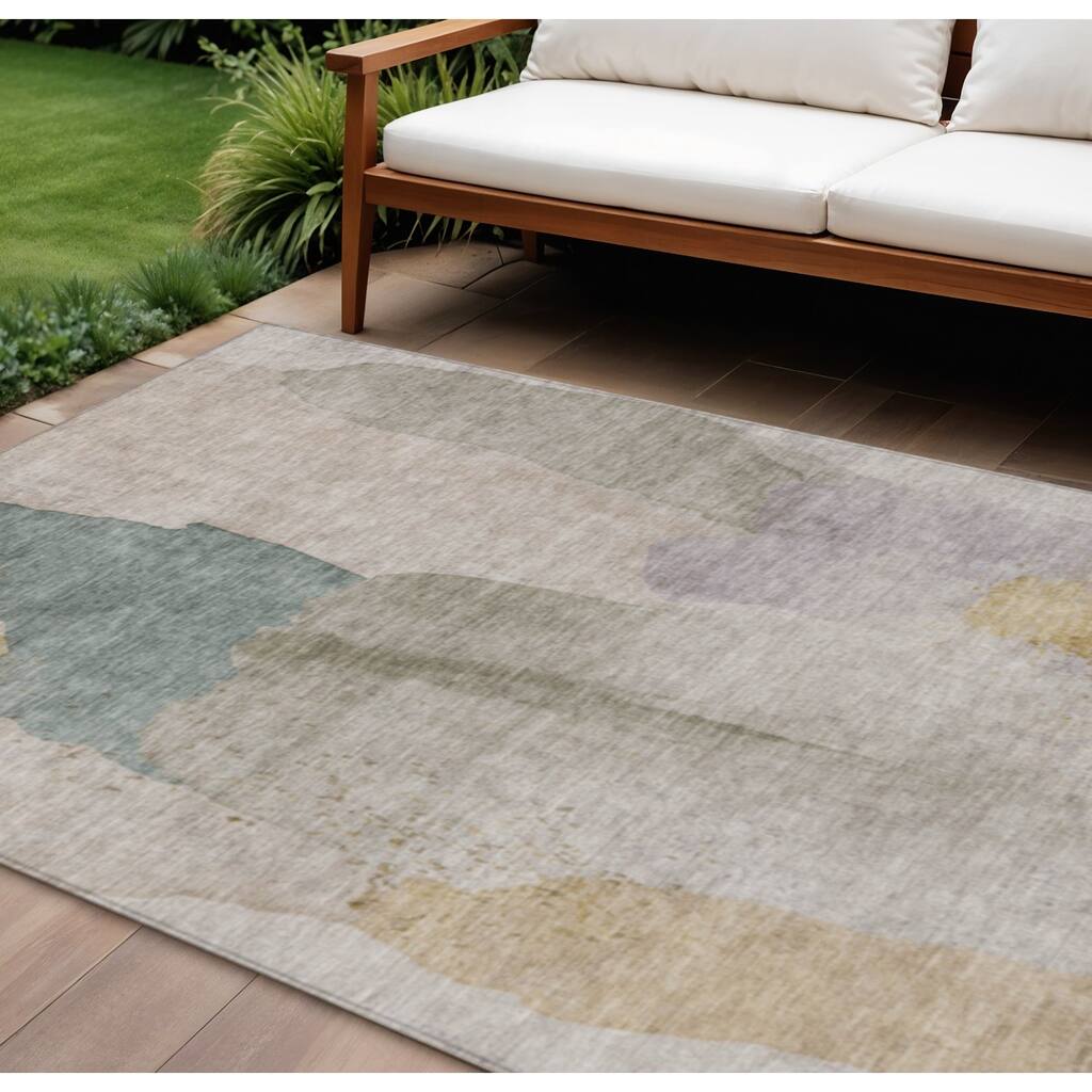 HomeRoots Abstract Transitional Rectangle Outdoor Rug