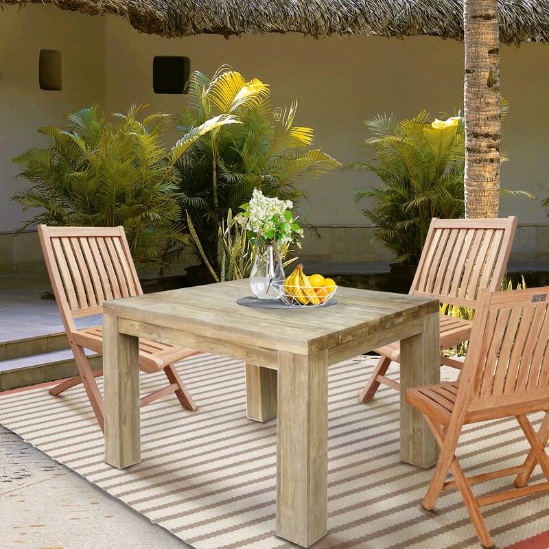 Recycled Teak Wood Marbella Square Dining Table, 35 Inch