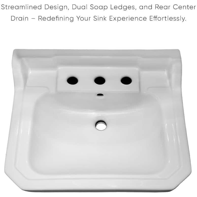 Whitehaus B112L-P-3H Isabella 23-1/2" Rectangular Vitreous China