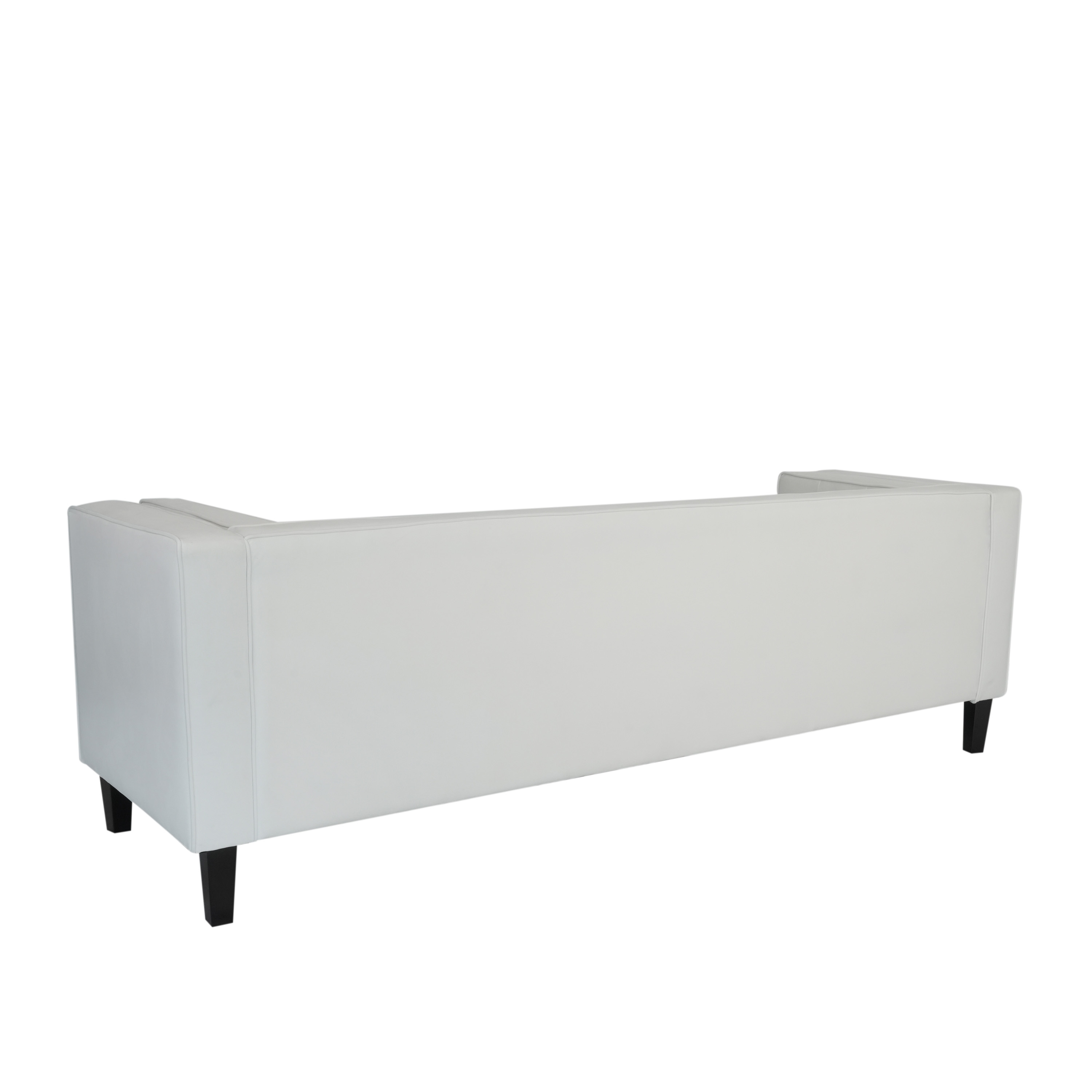 Ivory 89.75" Velvet 3-seater Button Tufted Sofa with Wood Legs and Kiln-Dried Hardwood Frame for Living Room