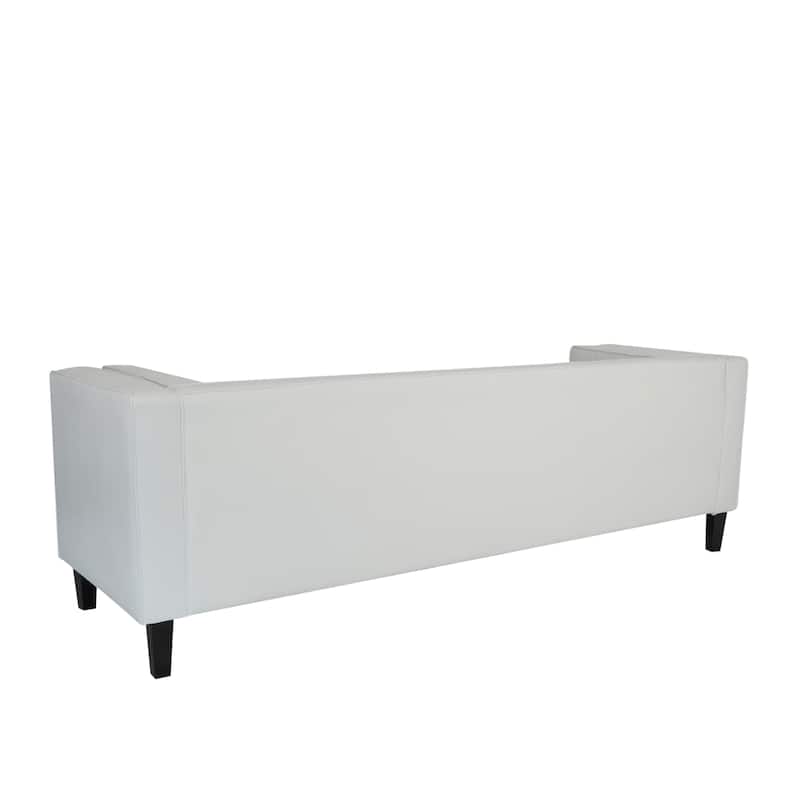 Ivory Velvet Button Tufted 3-seater Sofa with Hardwood Frame