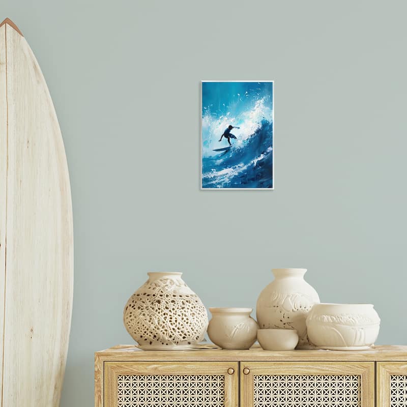 Stupell Surfer & Splashing Wave Wall Plaque Art Design By LSR Design Studio
