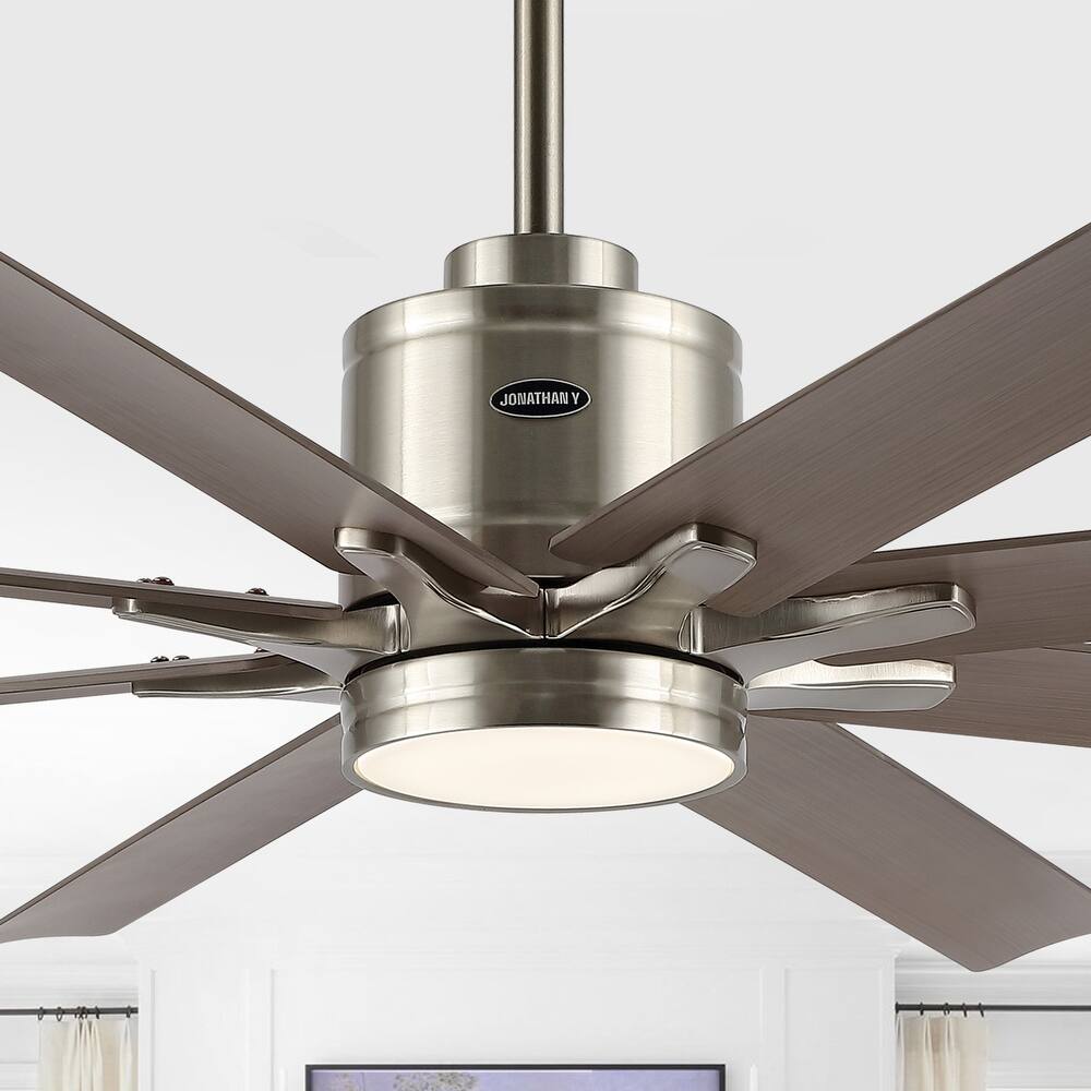 Miranda 66" 1-Light Contemporary Iron Mobile-App/Remote-Controlled 6-Speed Ceiling Fan with Integrated LED Light by JONATHAN Y