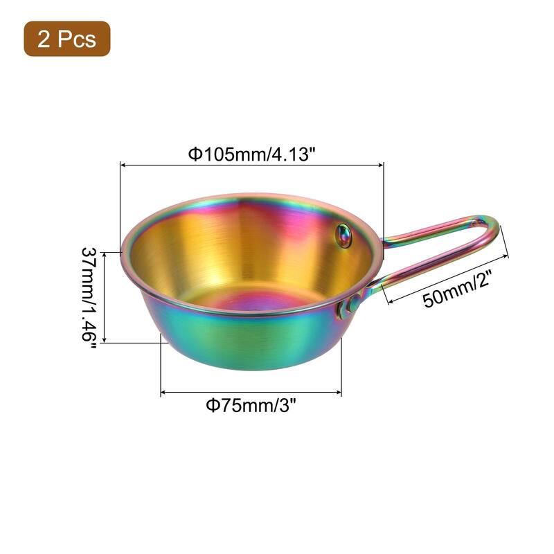 2 Pcs Korean Traditional Wine Bowls, Stainless Steel Rice Wine Cup - Multicolor - 4.13 Inch