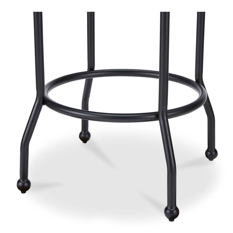 NADAAL STUDIOS Loric Swivel Counter Stool, Round Upholstered Seat with Finial Legs and Piping Detail, Light Brown