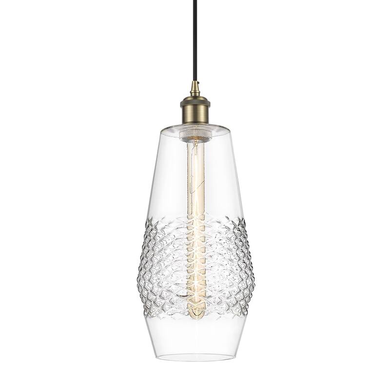 Innovations Lighting 516-1P-17-7 Windham Pendant Windham 7" Wide Mini - Antique Brass / Clear
