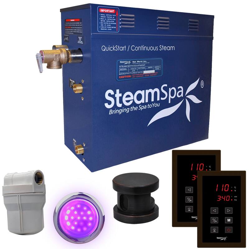 SteamSpa Royal 9 KW QuickStart Acu-Steam Bath Generator Package with - Oil Rubbed Bronze