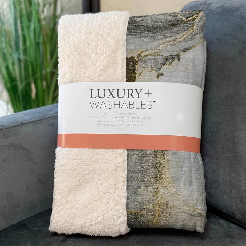 Premium Machine Washable Abstract Contemporary Sherpa Throw Blanket